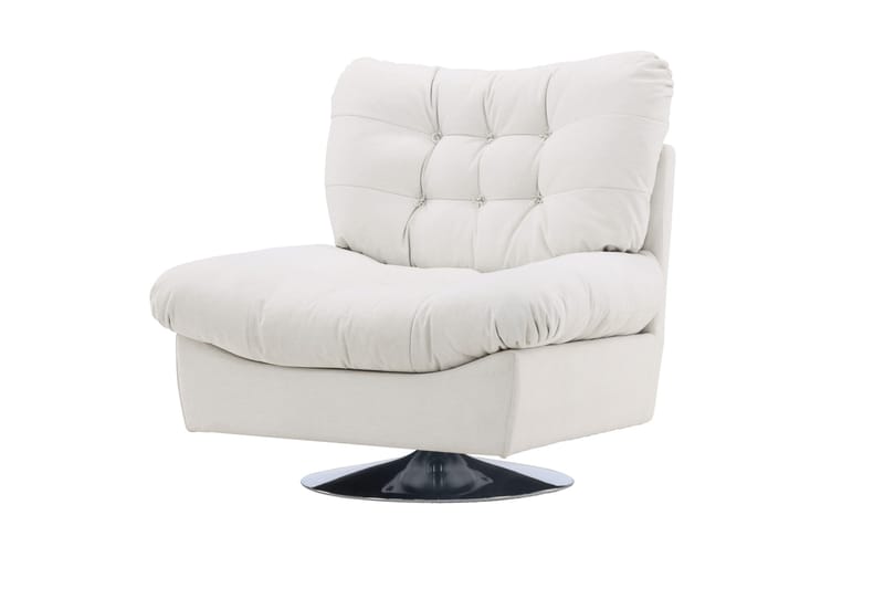 Florens Modern Oval Fåtölj i Tyg med Metallunderrede - Offwhite - Möbler - Fåtölj & stolar - Fåtölj