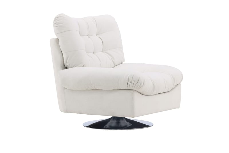 Florens Modern Oval Fåtölj i Tyg med Metallunderrede - Offwhite - Möbler - Fåtölj & stolar - Fåtölj