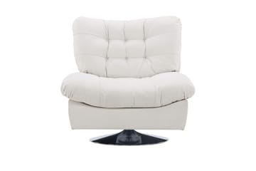 Florens Modern Oval Fåtölj i Tyg med Metallunderrede - Offwhite - Möbler - Fåtölj & stolar - Fåtölj