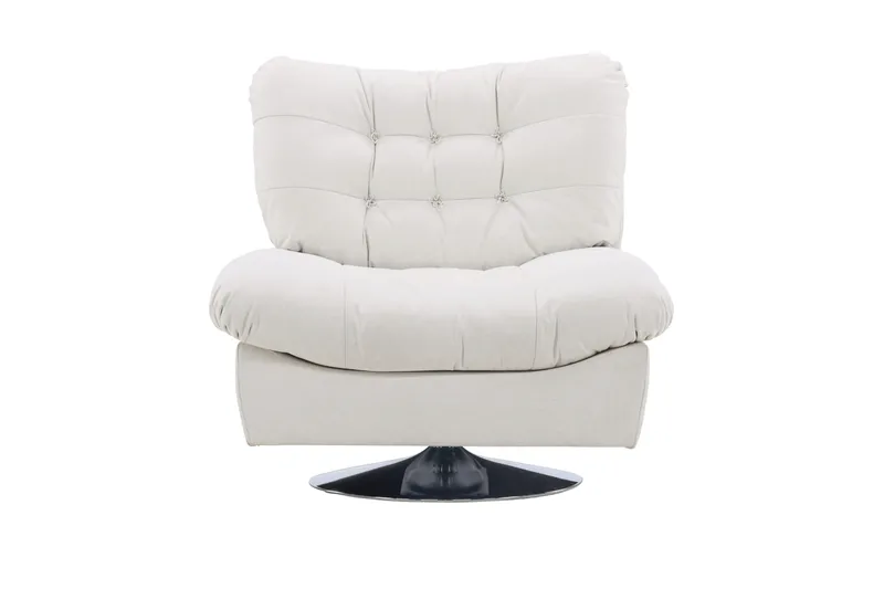 Florens Modern Oval Fåtölj i Tyg med Metallunderrede, Offwhite