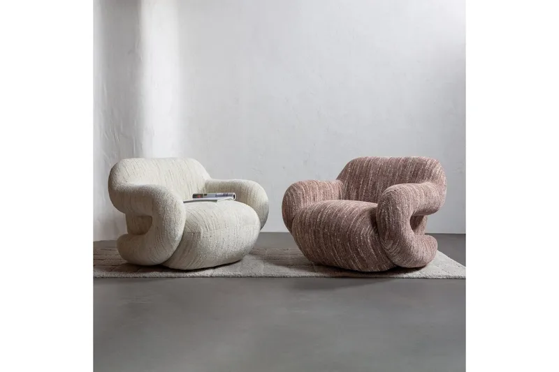 Folke Modern Rund Boucle Fåtölj i Tyg - Gräddvit - Möbler - Fåtölj & stolar - Fåtölj