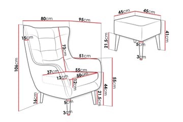 Gabi Oval Fåtölj i Tyg med Träben - Beige - Möbler - Fåtölj & stolar - Fåtölj - Sammetsfåtölj