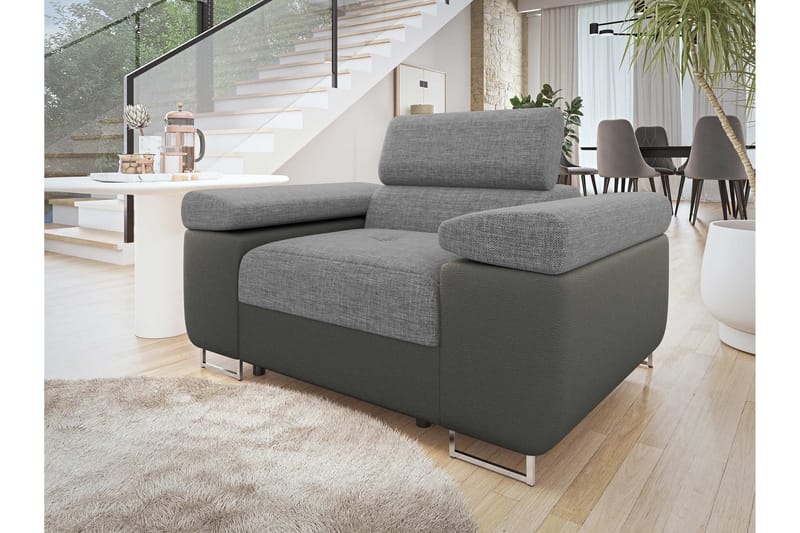 Gabina Modern Fåtölj i Tyg med Konstläderunderrede - Beige|Grå - Möbler - Fåtölj & stolar - Fåtölj