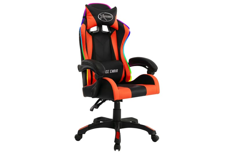 Gamingstol med RGB LED-lampor orange och svart konstläder - Flerfärgad - Gamingstol