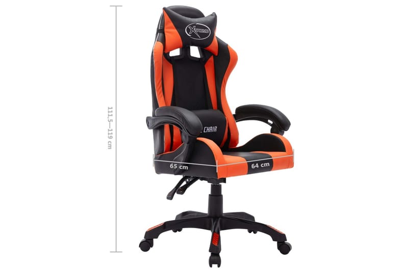 Gamingstol med RGB LED-lampor orange och svart konstläder - Flerfärgad - Gamingstol