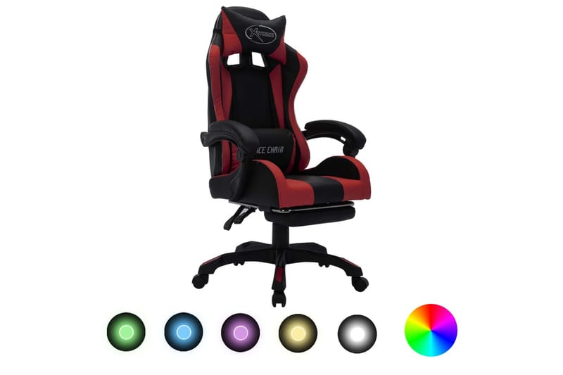 Gamingstol med RGB LED-lampor vinröd och svart konstläder - Flerfärgad - Gamingstol