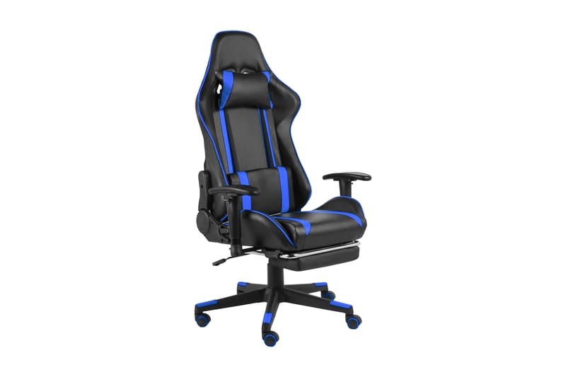 Snurrbar gamingstol med fotstöd blå PVC - Blå - Gamingstol
