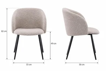 Greya Karmstol – Matstol med Armstöd i Boucle med Metallben - Beige/Svart - Möbler - Fåtölj & stolar - Karmstol