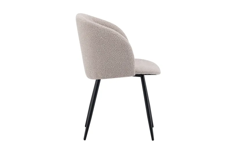 Greya Karmstol – Matstol med Armstöd i Boucle med Metallben - Beige/Svart - Möbler - Fåtölj & stolar - Karmstol