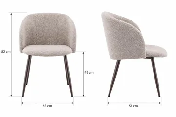 Greya Karmstol – Matstol med Armstöd i Boucle med Metallben - Beige/Valnöt - Möbler - Fåtölj & stolar - Karmstol