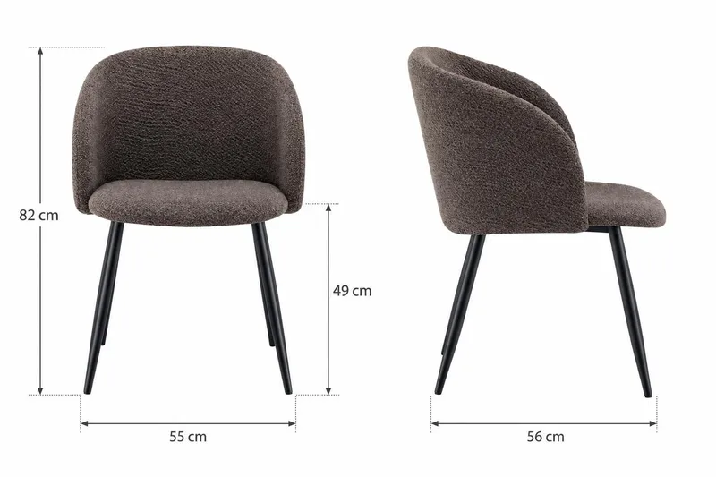 Greya Karmstol – Matstol med Armstöd i Boucle med Metallben - Brun/Svart - Möbler - Fåtölj & stolar - Karmstol