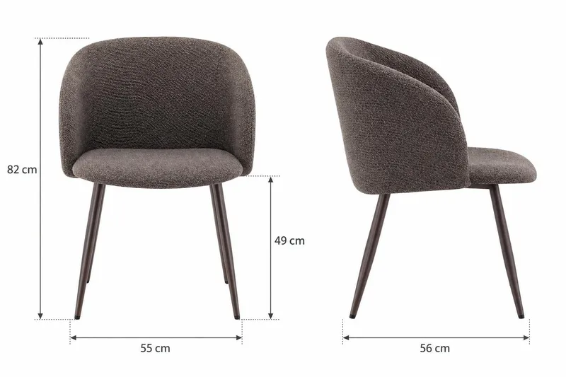 Greya Karmstol – Matstol med Armstöd i Boucle med Metallben - Brun/Valnöt - Möbler - Fåtölj & stolar - Karmstol