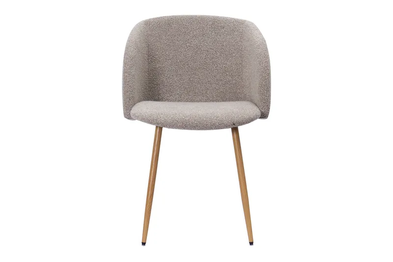Greya Matstol med armstöd - Greige Bouclé / Metallben Ek - Möbler - Fåtölj & stolar - Karmstol