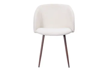 Greya Matstol med armstöd - Vit Bouclé / Metallben Valnöt - Möbler - Fåtölj & stolar - Karmstol