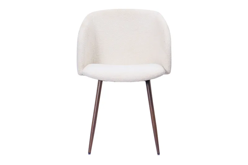 Greya Matstol med armstöd - Vit Bouclé / Metallben Valnöt - Möbler - Fåtölj & stolar - Karmstol