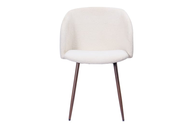 Greya Matstol med armstöd - Vit Bouclé / Metallben Valnöt - Möbler - Fåtölj & stolar - Karmstol