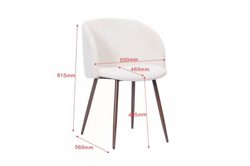 Greya Matstol med armstöd - Vit Bouclé / Metallben Valnöt - Möbler - Fåtölj & stolar - Karmstol