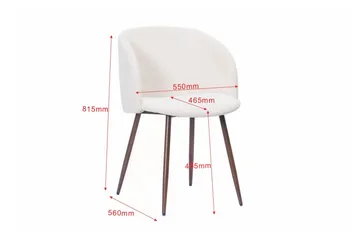 Greya Matstol med armstöd - Vit Bouclé / Metallben Valnöt - Möbler - Fåtölj & stolar - Karmstol