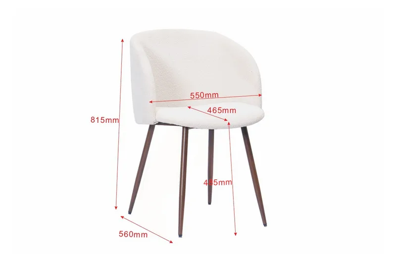 Greya Matstol med armstöd - Vit Bouclé / Metallben Valnöt - Möbler - Fåtölj & stolar - Karmstol