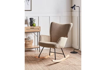 Gungfåtölj Arset Beige/svart/ljust trä - Beige/svart/ljust trä - Möbler - Fåtölj & stolar - Fåtölj