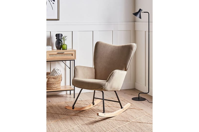 Gungfåtölj Arset Beige/svart/ljust trä - Beige/svart/ljust trä - Möbler - Fåtölj & stolar - Fåtölj