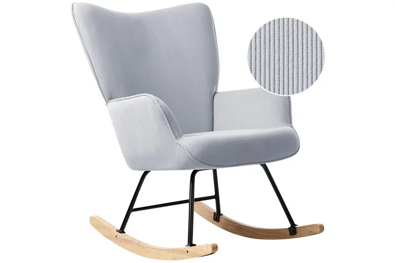 Gungfåtölj Arset Blå/svart/ljus trä, Blå/svart/ljus trä