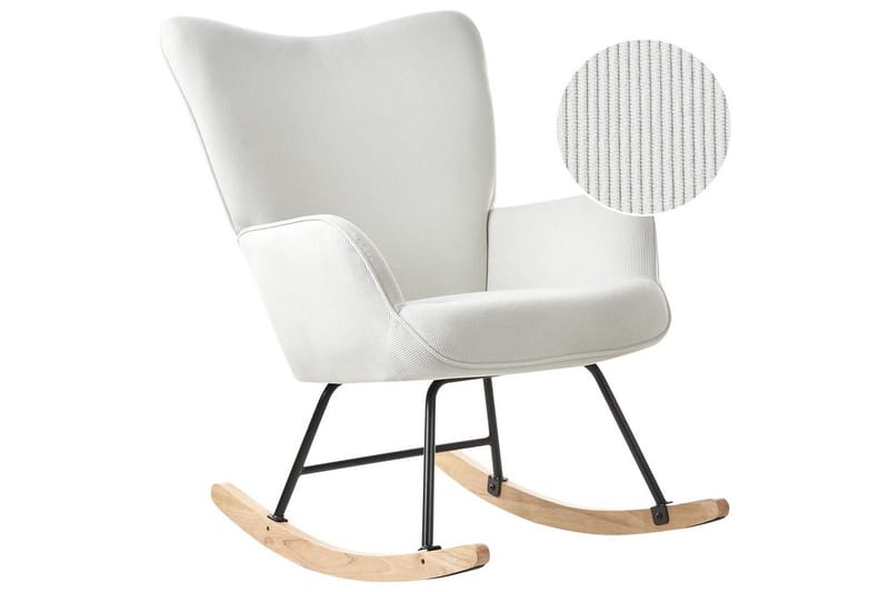 Gungfåtölj Arset Vit/svart/ljust trä, Vit/svart/ljust trä