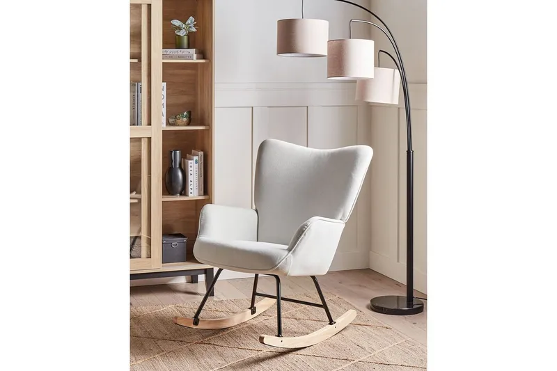 Gungfåtölj Arset Vit/svart/ljust trä - Vit/svart/ljust trä - Möbler - Fåtölj & stolar - Fåtölj