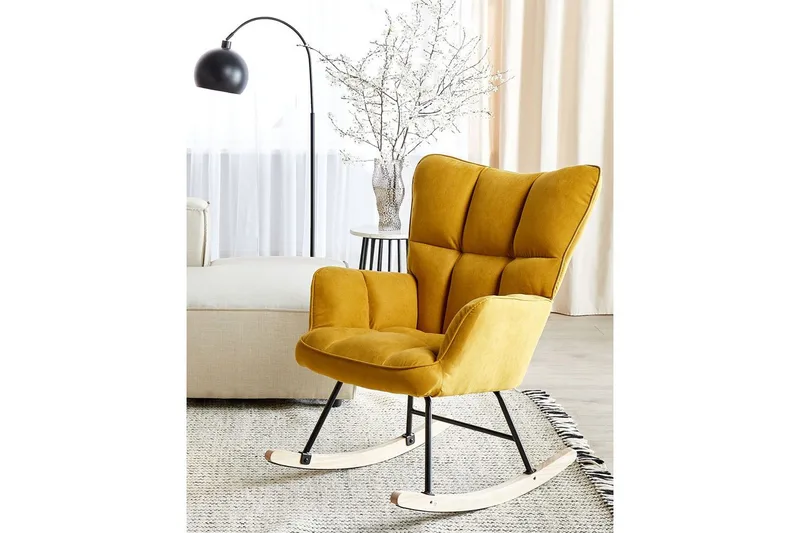 Gungstol Oulu - Gult, svart, ljust trä - Möbler - Fåtölj & stolar - Fåtölj