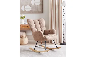 Gungstol Oulu - Sandbeige, svart, ljust trä - Möbler - Fåtölj & stolar - Fåtölj