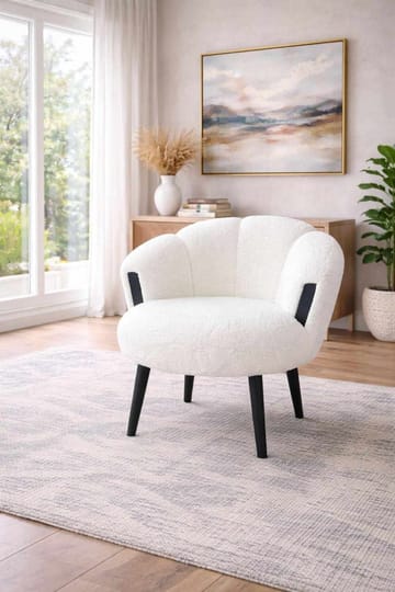 Hafing Modern Rund Fåtölj i Bouclé med Metallben - Offwhite - Möbler - Fåtölj & stolar - Fåtölj