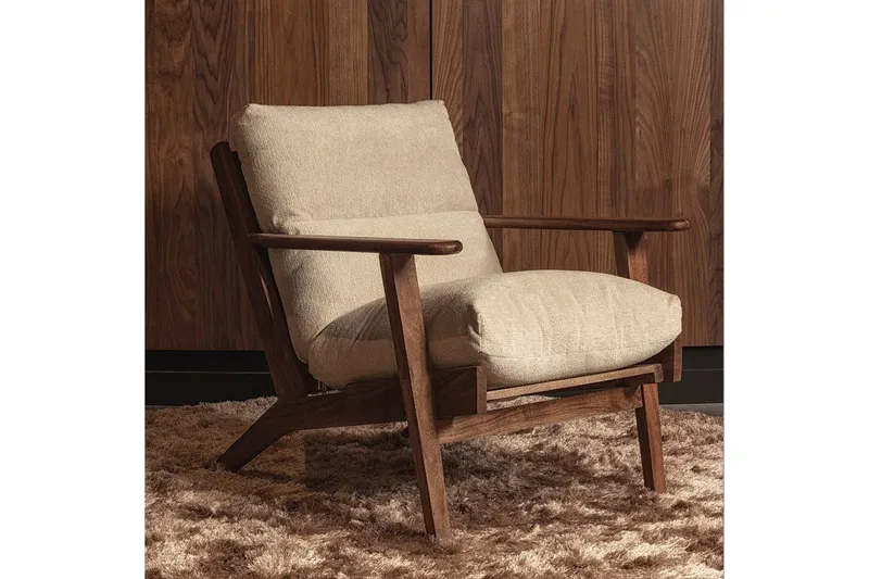 Houston Fåtölj i Bouclé med Armstöd - Sandbeige - Möbler - Fåtölj & stolar - Fåtölj