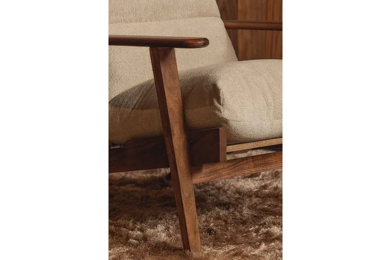 Houston Fåtölj i Bouclé med Armstöd - Sandbeige - Möbler - Fåtölj & stolar - Fåtölj
