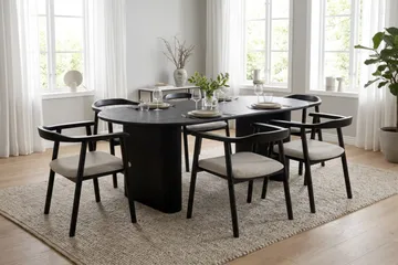 Jolie Matstol i trä med tygsits - Svart/Beige - Möbler - Fåtölj & stolar - Matstol & köksstol