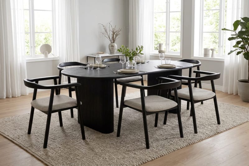 Jolie Matstol i trä med tygsits - Svart/Beige - Möbler - Fåtölj & stolar - Matstol & köksstol