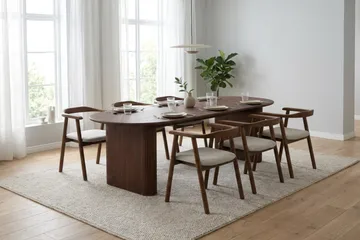 Jolie Matstol i trä med tygsits - Valnöt/Beige - Möbler - Fåtölj & stolar - Matstol & köksstol