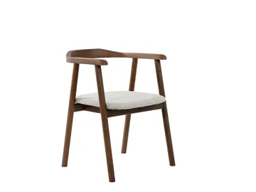 Jolie Matstol i trä med tygsits - Valnöt/Beige - Möbler - Fåtölj & stolar - Matstol & köksstol