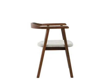 Jolie Matstol i trä med tygsits - Valnöt/Beige - Möbler - Fåtölj & stolar - Matstol & köksstol