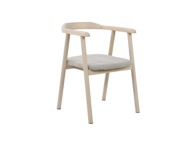 Jolie Matstol i trä med tygsits - Vitlaserad/Beige - Möbler - Fåtölj & stolar - Matstol & köksstol