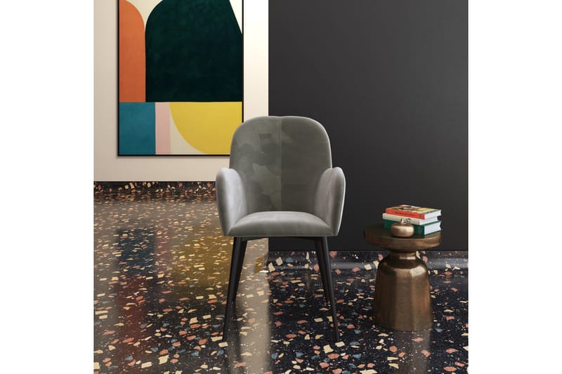 Fitz Karmstol Grå/Sammet - Dorel Home - Möbler - Fåtölj & stolar - Karmstol