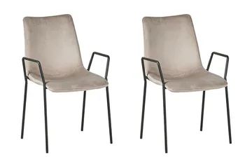 Jeffsy Matstol 2-pack - Sammet/Beigegrå - Möbler - Fåtölj & stolar - Karmstol