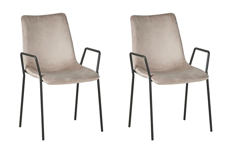 Jeffsy Matstol 2-pack - Sammet/Beigegrå - Möbler - Fåtölj & stolar - Karmstol