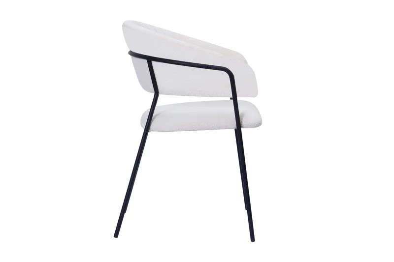Karol Matstol med armstöd - Vit Bouclé / Metallben Svart - Möbler - Fåtölj & stolar - Karmstol