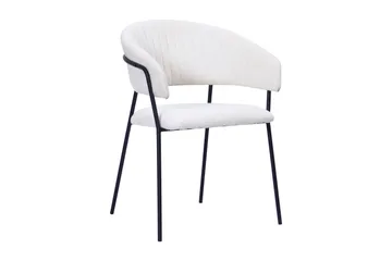 Karol Matstol med armstöd - Vit Bouclé / Metallben Svart - Möbler - Fåtölj & stolar - Karmstol