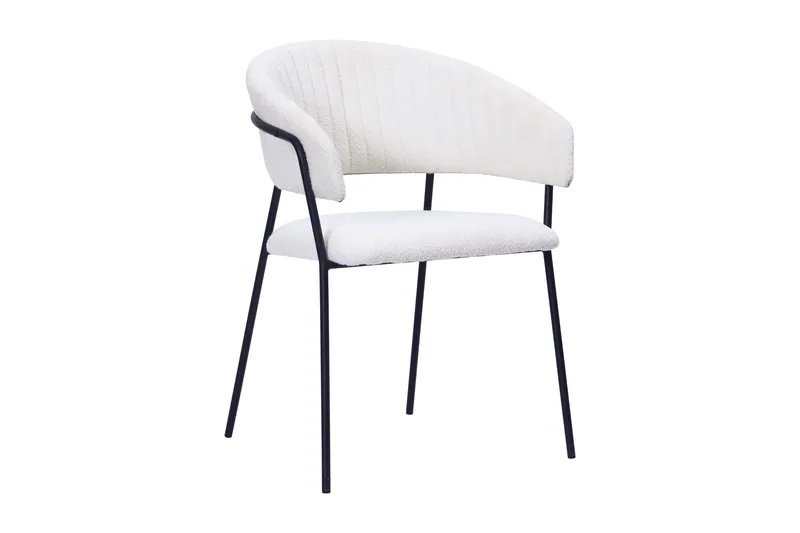 Karol Matstol med armstöd - Vit Bouclé / Metallben Svart - Möbler - Fåtölj & stolar - Karmstol