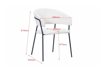 Karol Matstol med armstöd - Vit Bouclé / Metallben Svart - Möbler - Fåtölj & stolar - Karmstol