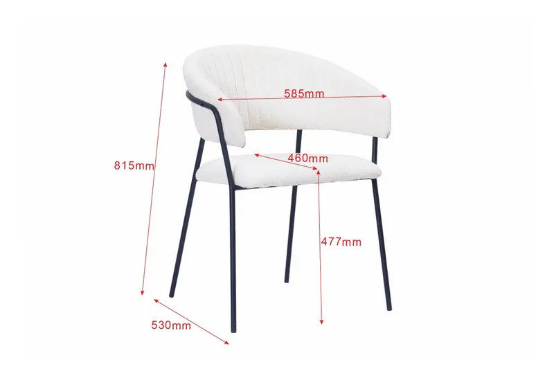 Karol Matstol med armstöd - Vit Bouclé / Metallben Svart - Möbler - Fåtölj & stolar - Karmstol