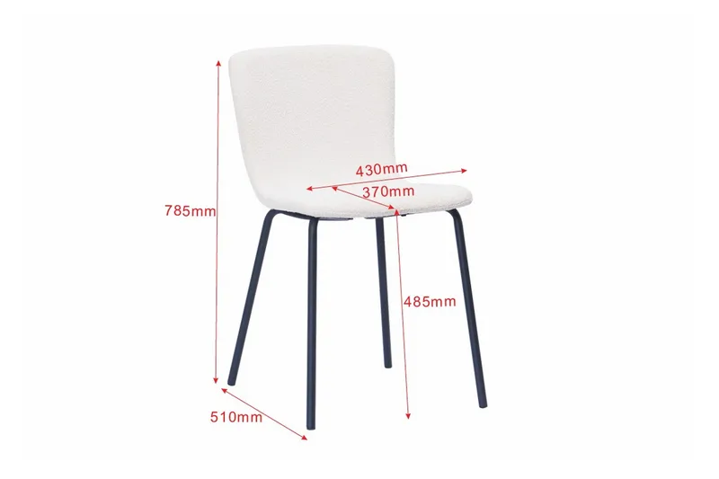 Katy Matstol - Vit Bouclé / Metallben Svart - Möbler - Fåtölj & stolar - Matstol & köksstol