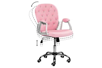 Kontorsstol med kristaller Princess Rosa/svart/silver - Rosa/svart/silver - Möbler - Fåtölj & stolar - Kontorsstol & skrivbordsstol