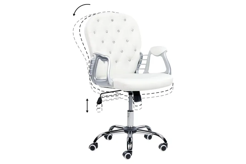 Kontorsstol med kristaller Princess Vit/Svart/Silver - Vit/Svart/Silver - Möbler - Fåtölj & stolar - Kontorsstol & skrivbordsstol